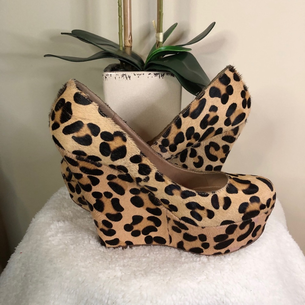 Steve Madden Pammy Wedge Leopard Print Shoe Sz 10